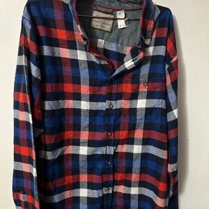Men's Casual Plaid Shirt - Red, Blue, White